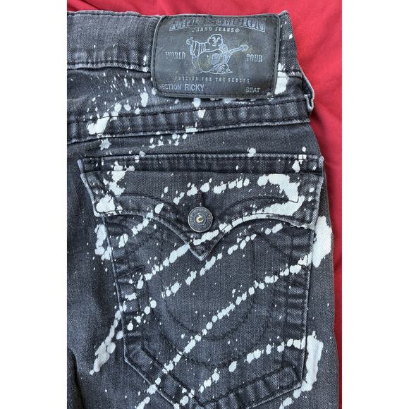 True Religion Black Bleached Design Men's Jeans Size 30 Waist - Made in the USA - Picture 13 of 13